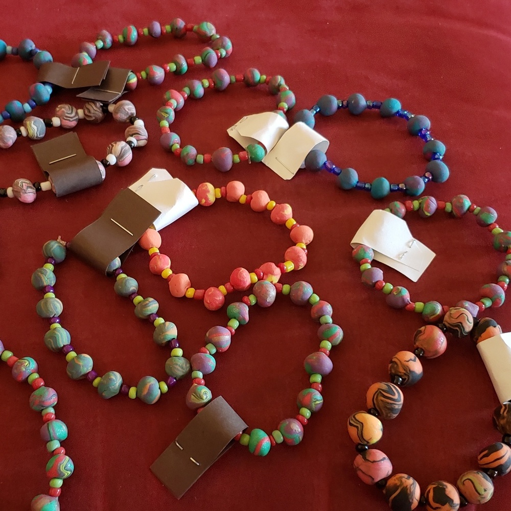 Lot of Wood beaded bracelets -12 bracelets
